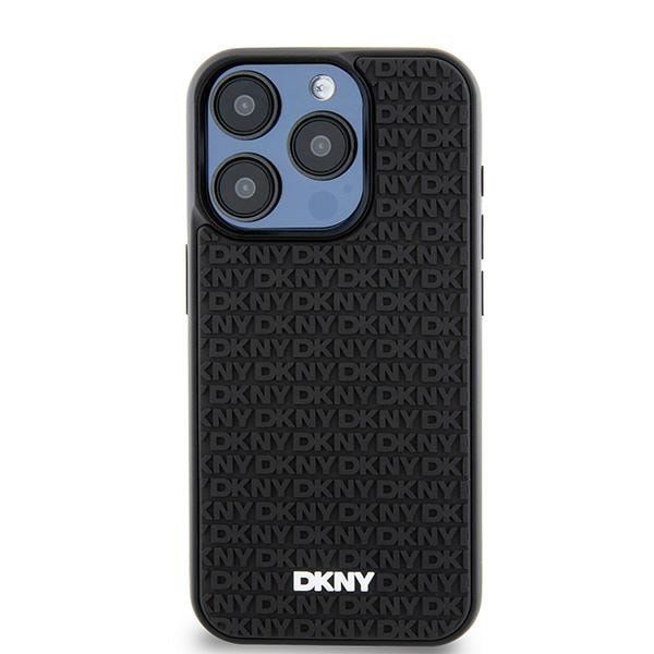 DKNY 3D gummideksel med gjentatt mønster for iPhone 15 Pro - svart