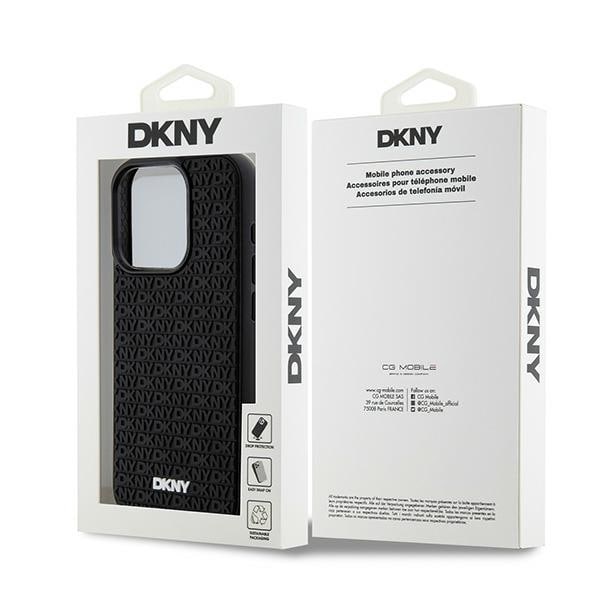 DKNY 3D gummideksel med gjentatt mønster for iPhone 15 Pro - svart