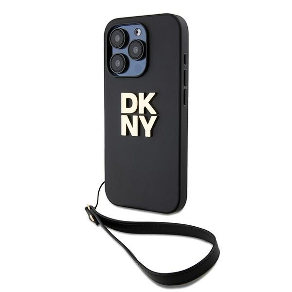 DKNY Wrist Strap Stock Logo-etui for iPhone 15 Pro - svart