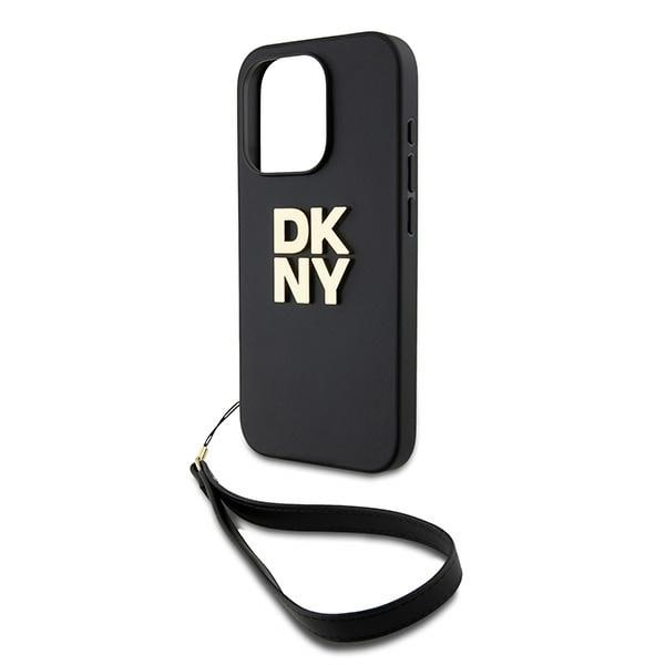 DKNY Wrist Strap Stock Logo-etui for iPhone 15 Pro - svart