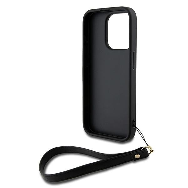 DKNY Wrist Strap Stock Logo-etui for iPhone 15 Pro - svart