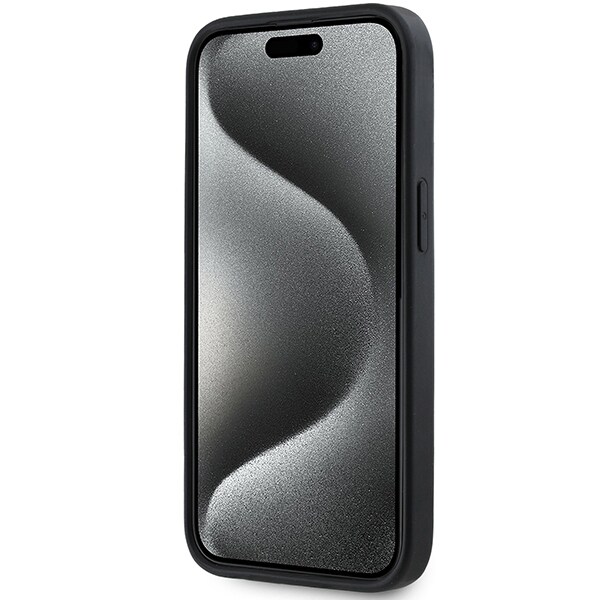 DKNY 3D gummideksel med gjentatt mønster for iPhone 15 Plus - svart