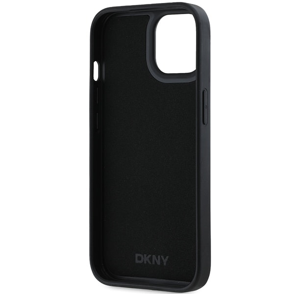 DKNY 3D gummideksel med gjentatt mønster for iPhone 15 Plus - svart