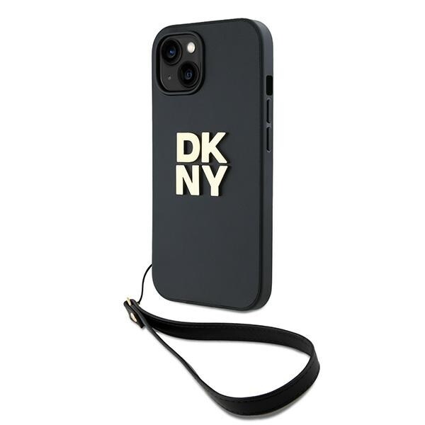 DKNY håndleddsstropp med lagerlogo iPhone 15 Plus-etui - svart