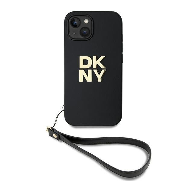 DKNY håndleddsstropp med lagerlogo iPhone 15 Plus-etui - svart