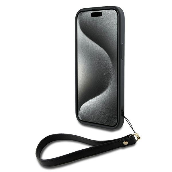 DKNY håndleddsstropp med lagerlogo iPhone 15 Plus-etui - svart