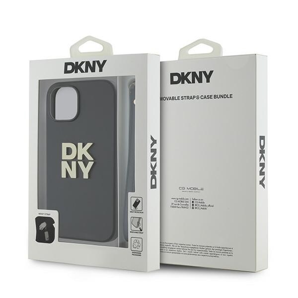 DKNY håndleddsstropp med lagerlogo iPhone 15 Plus-etui - svart