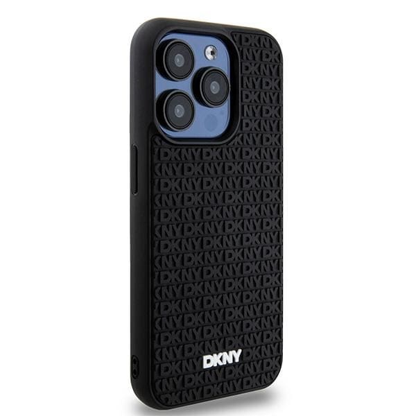 DKNY 3D gummideksel med gjentatt mønster for iPhone 15 Pro Max - svart