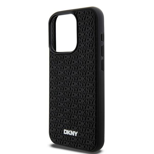 DKNY 3D gummideksel med gjentatt mønster for iPhone 15 Pro Max - svart