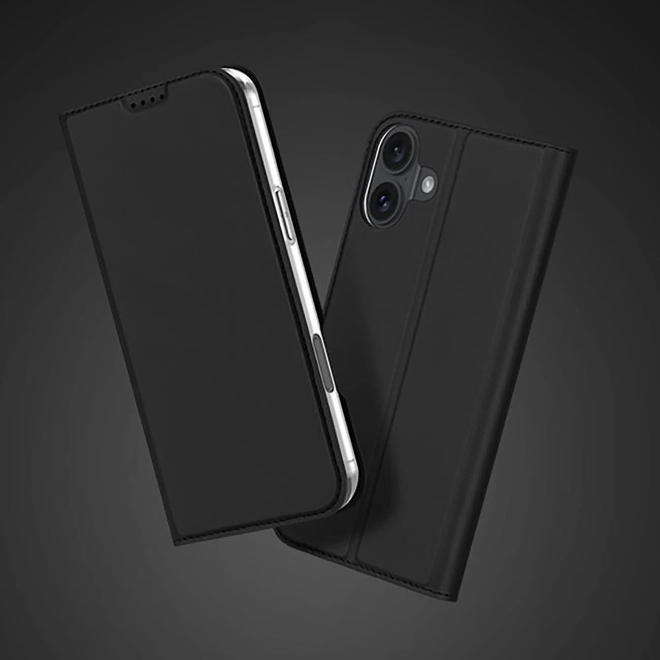 Dux Ducis Skin Pro iPhone 16 Plus-etui med klaff og kortspor - svart