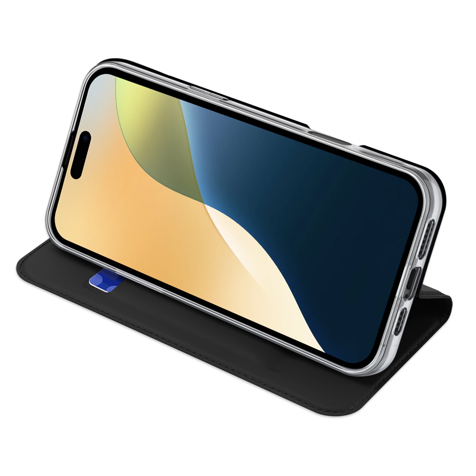 Dux Ducis Skin Pro iPhone 16 Plus-etui med klaff og kortspor - svart