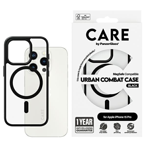 CARE by PanzerGlass Urban Combat Case MagSafe for iPhone 15 Pro - Svart
