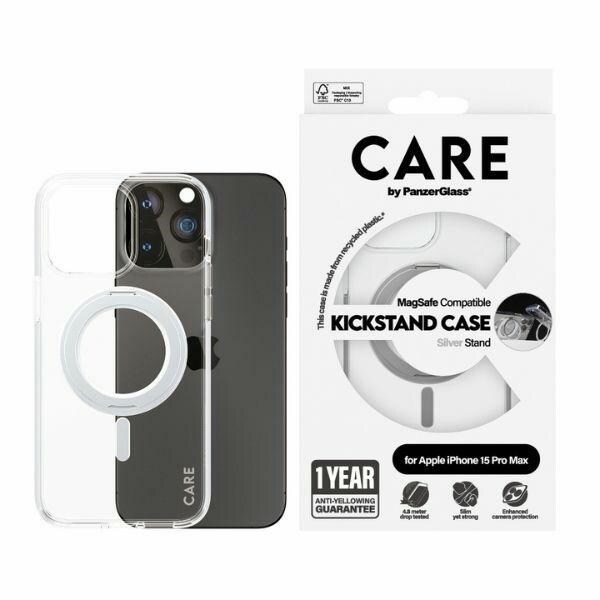 CARE by PanzerGlass Kickstand-etui MagSafe for iPhone 15 Pro Max - sølv