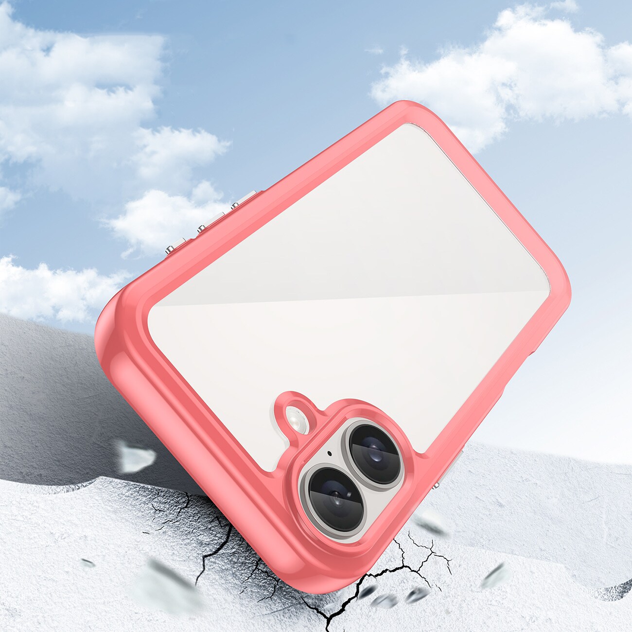 Outer Space-etui med gelramme for iPhone 16 Plus - rød