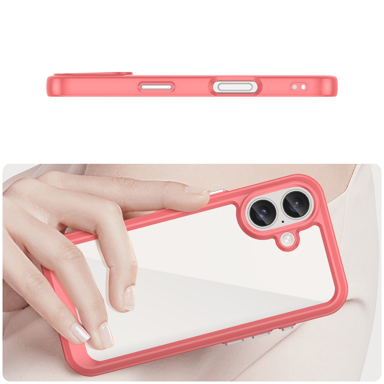 Outer Space-etui med gelramme for iPhone 16 Plus - rød