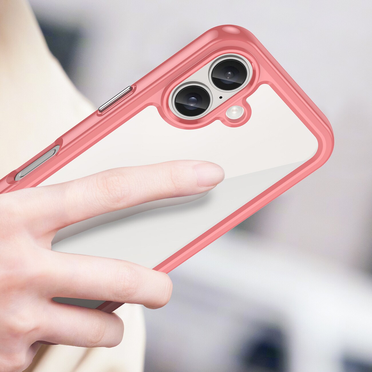Outer Space-etui med gelramme for iPhone 16 Plus - rød