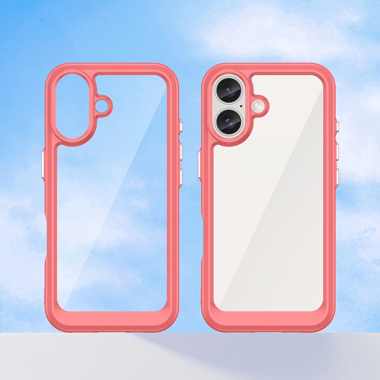 Outer Space-etui med gelramme for iPhone 16 Plus - rød