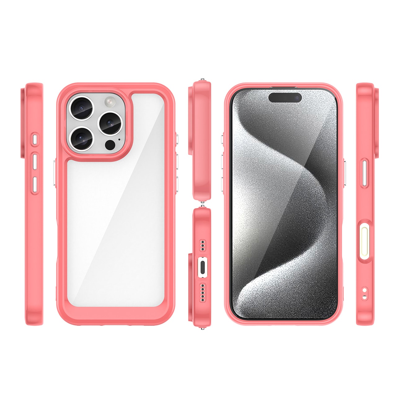 Outer Space-etui med gelramme for iPhone 16 Pro - rød