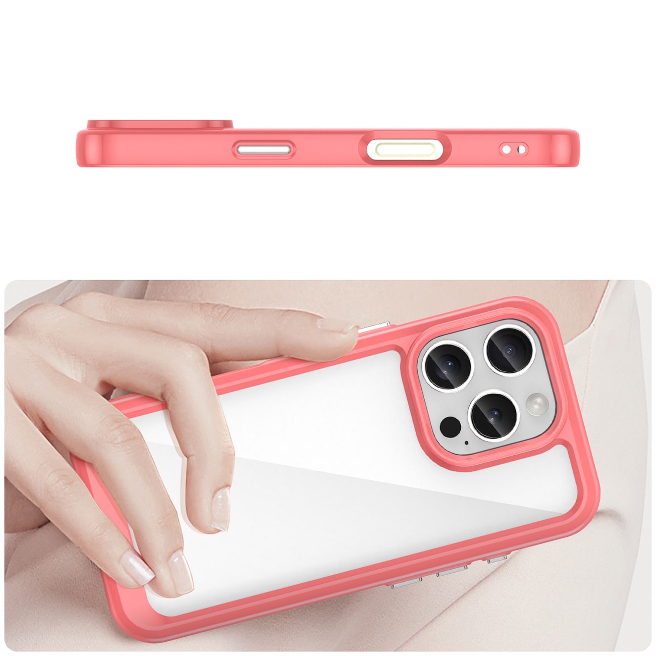 Outer Space-etui med gelramme for iPhone 16 Pro - rød