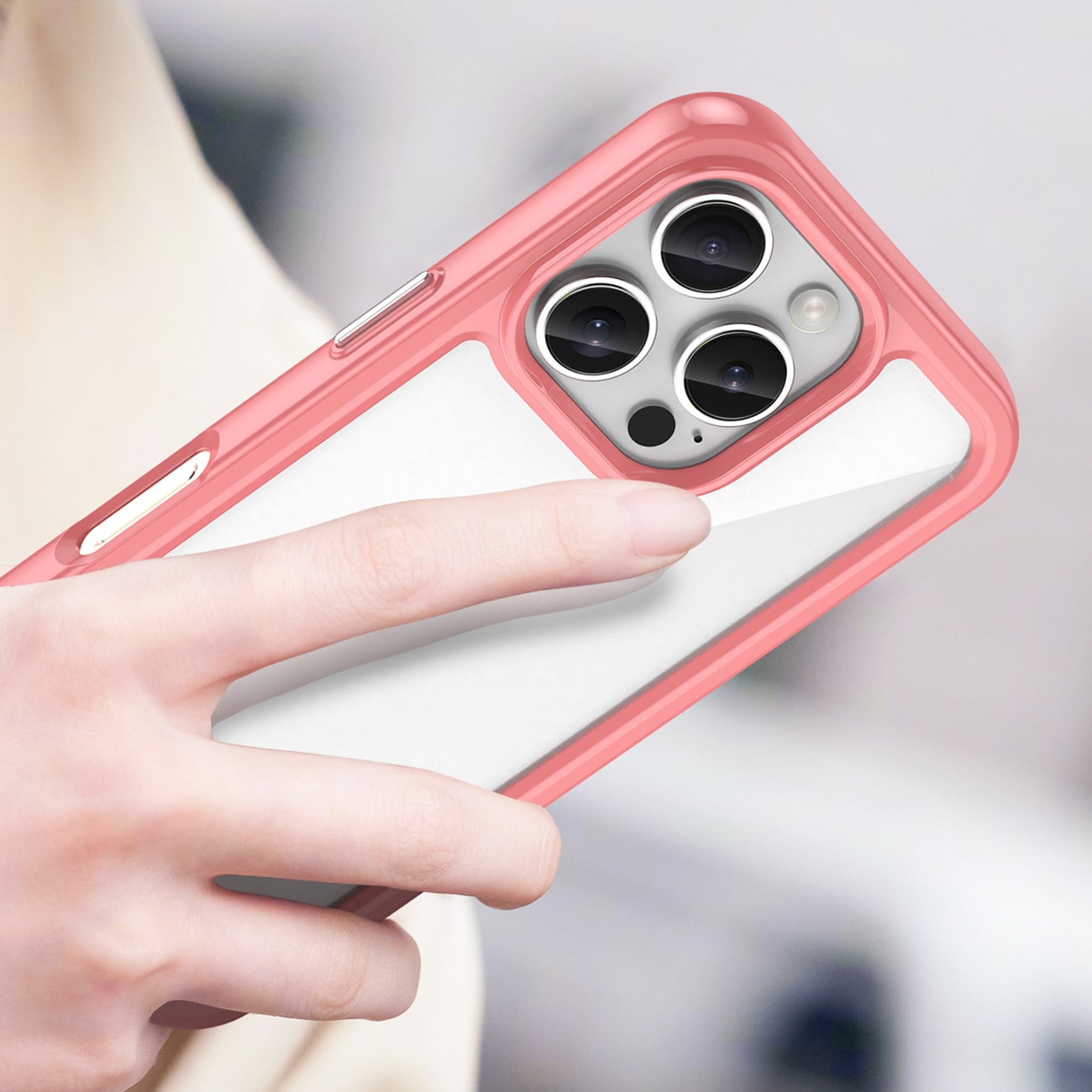 Outer Space-etui med gelramme for iPhone 16 Pro - rød
