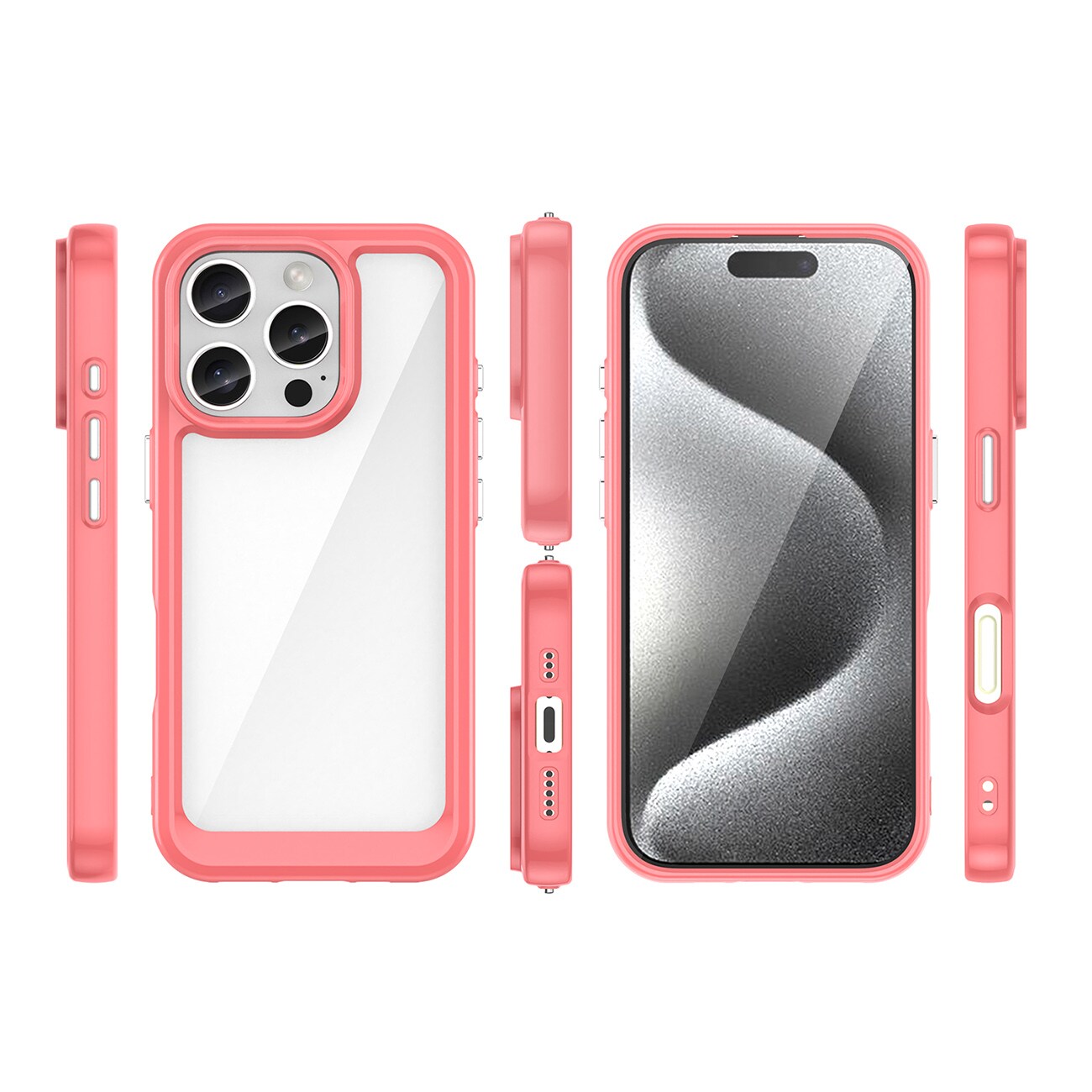 Outer Space-etui med gelramme for iPhone 16 Pro Max - rød