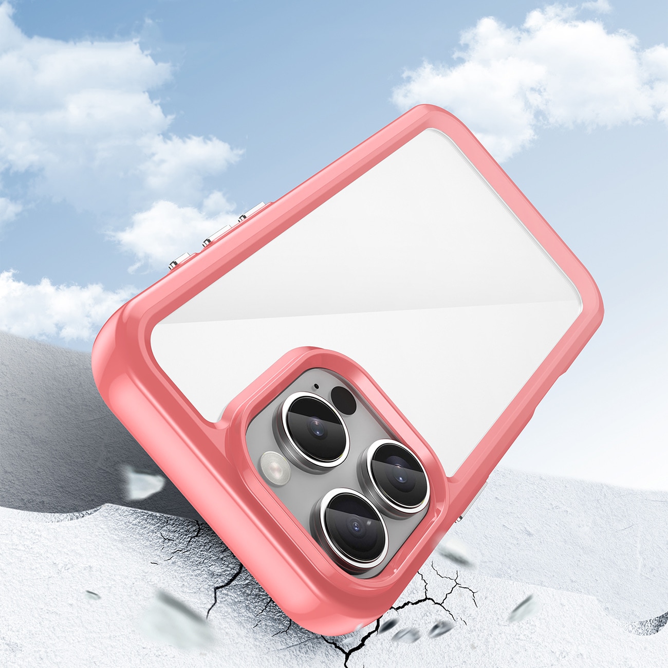 Outer Space-etui med gelramme for iPhone 16 Pro Max - rød