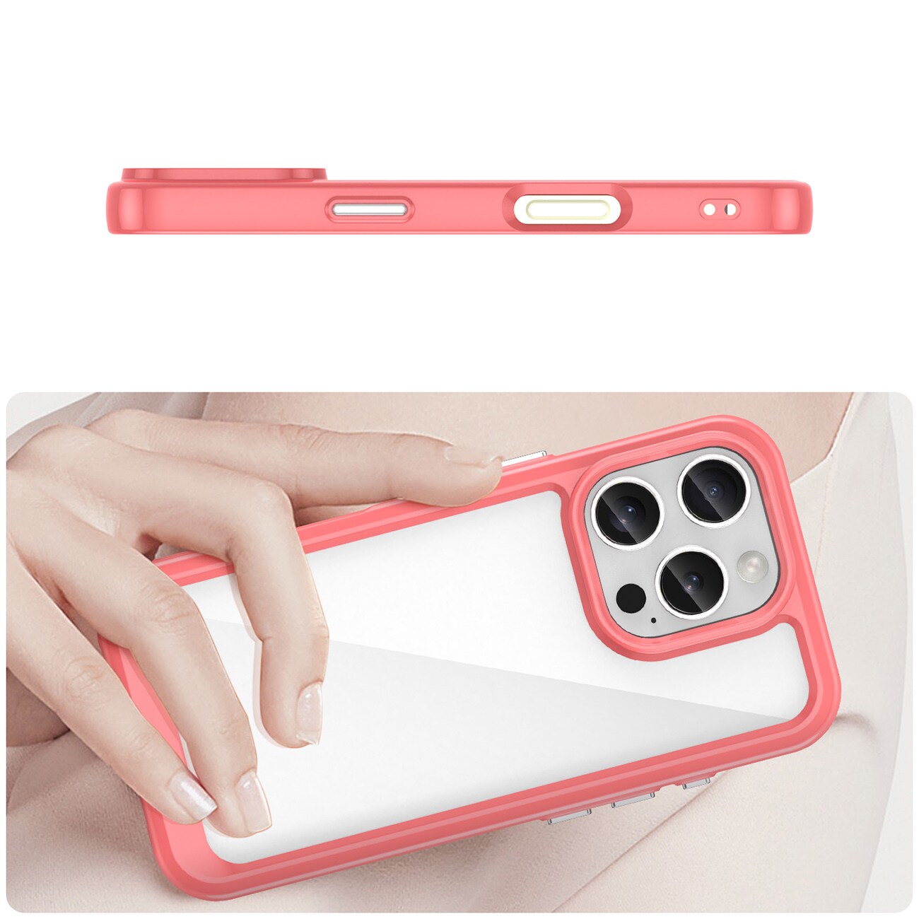 Outer Space-etui med gelramme for iPhone 16 Pro Max - rød