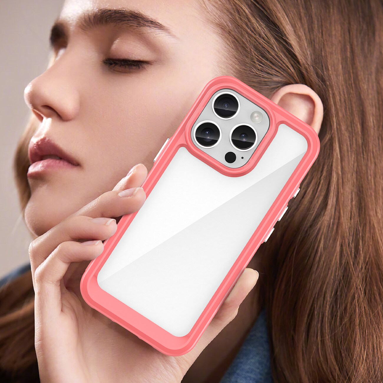 Outer Space-etui med gelramme for iPhone 16 Pro Max - rød