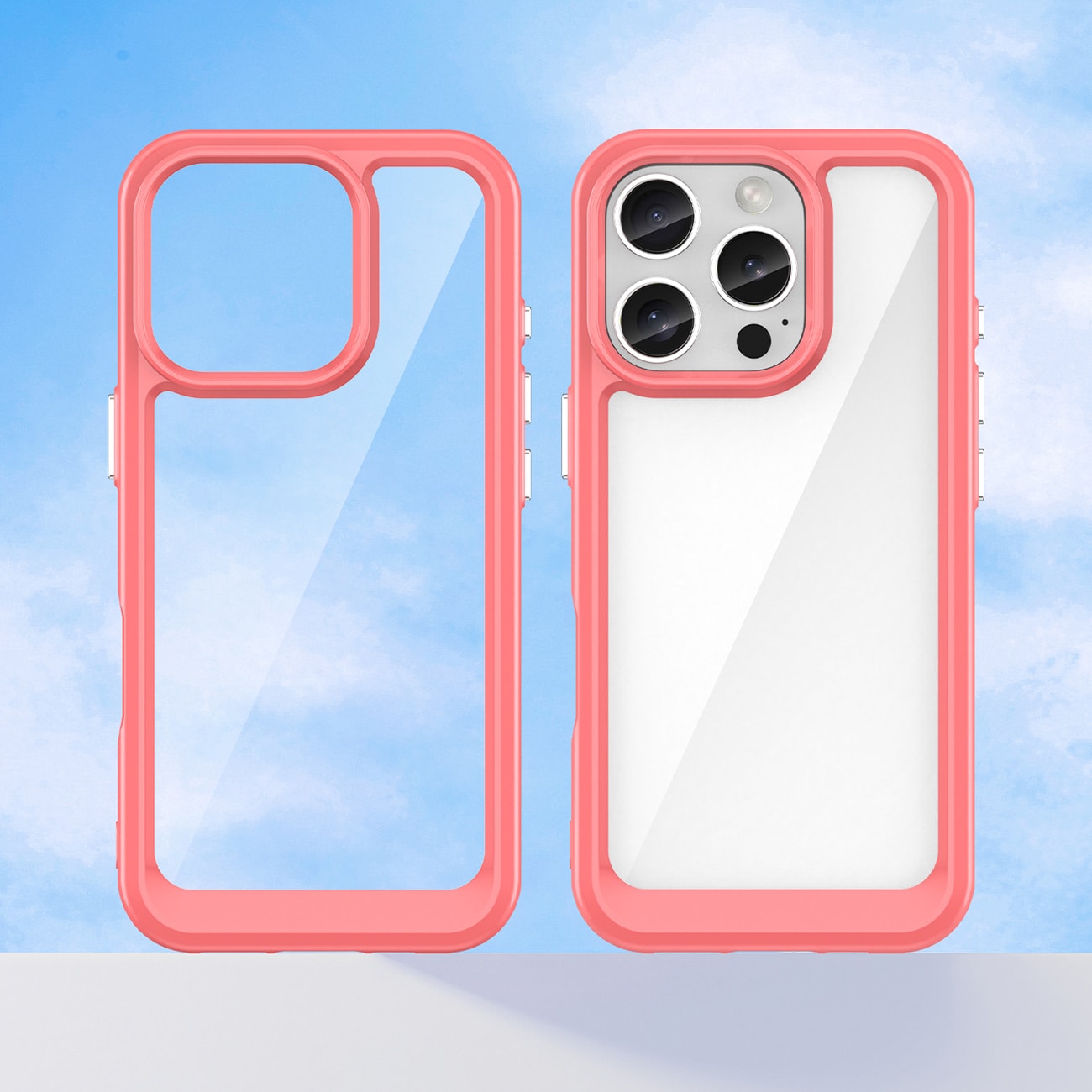Outer Space-etui med gelramme for iPhone 16 Pro Max - rød