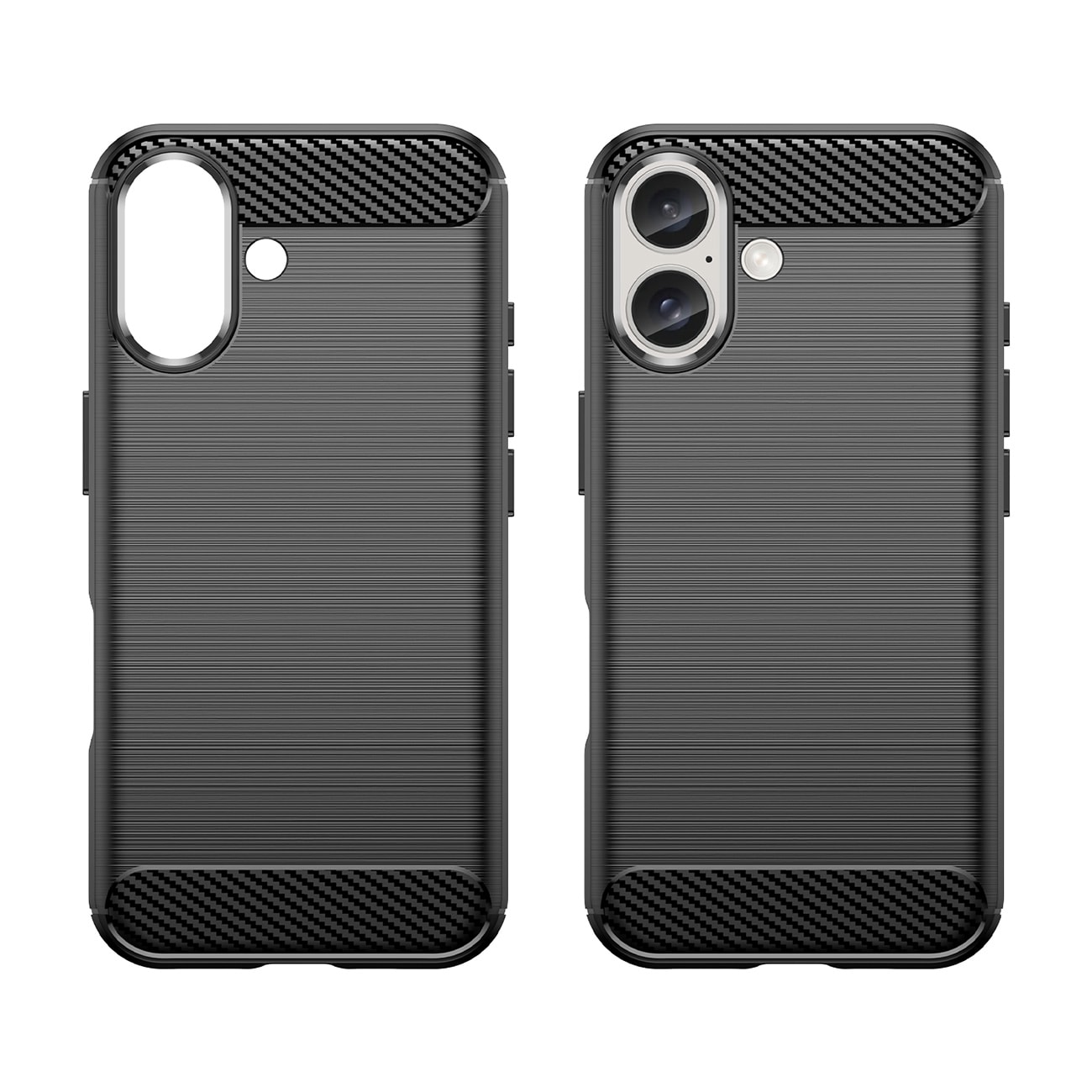 Carbon-etui for iPhone 16 Plus silikonetui - svart