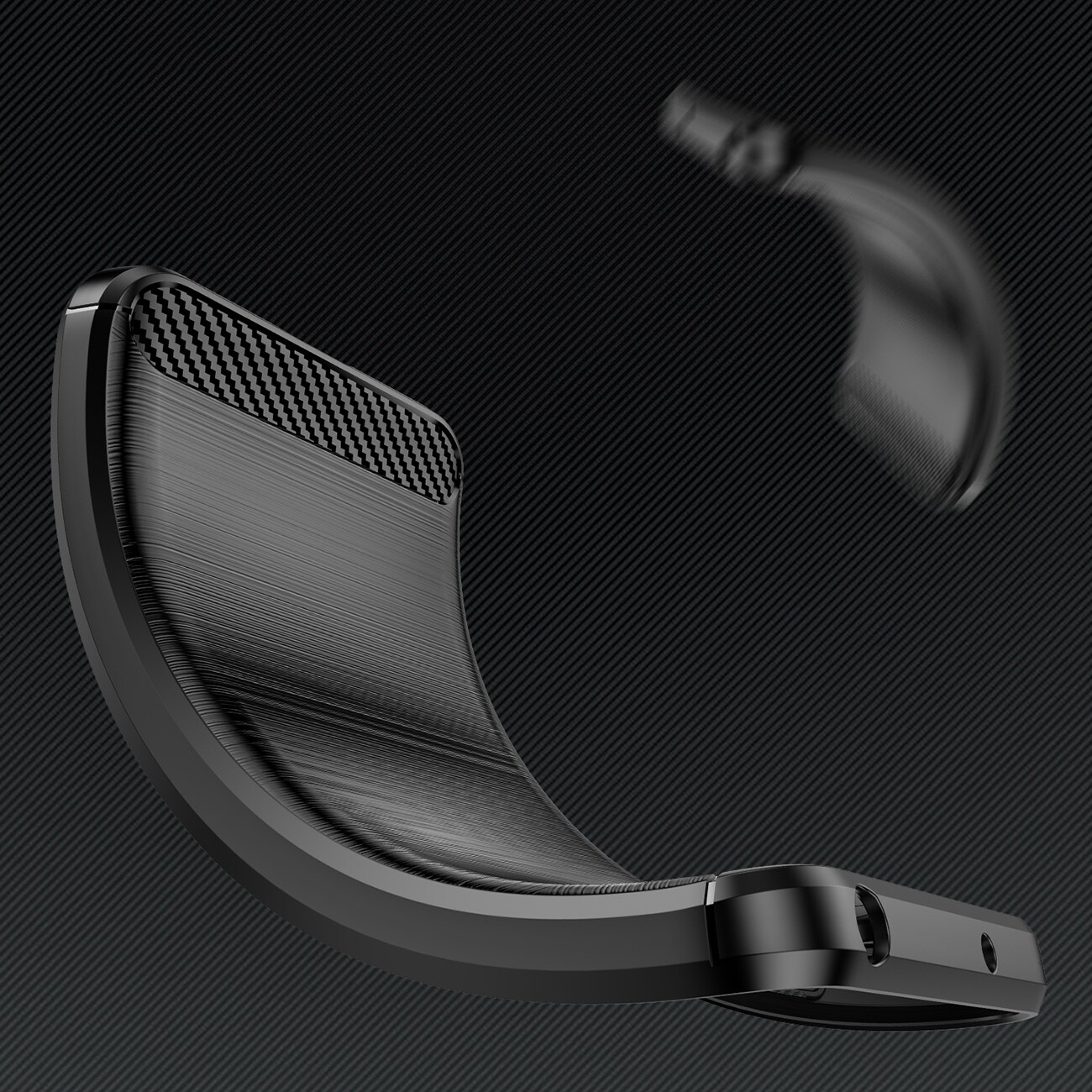 Carbon-etui for iPhone 16 Plus silikonetui - svart