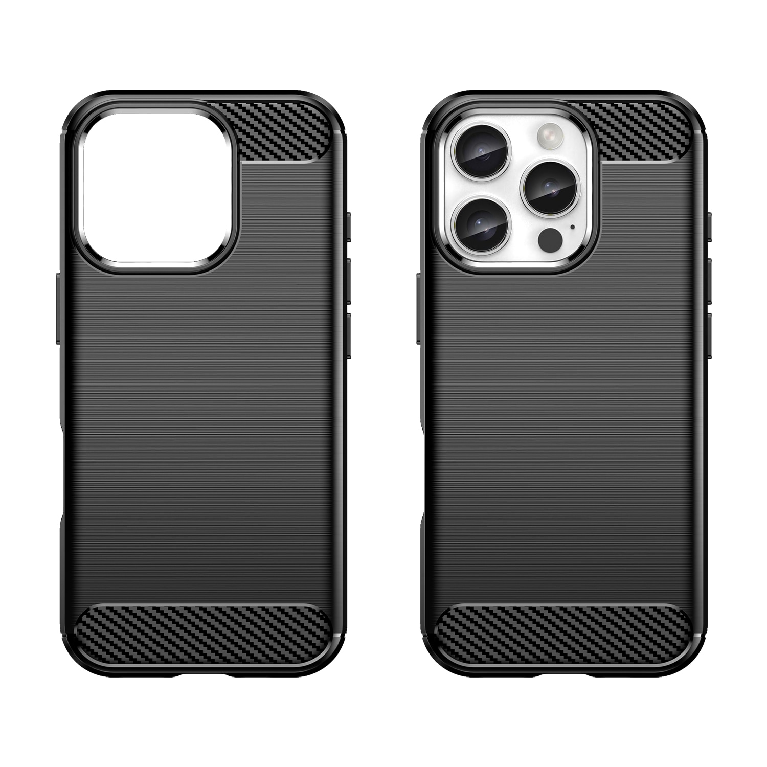 Carbon-etui for iPhone 16 Pro Max silikonetui - svart
