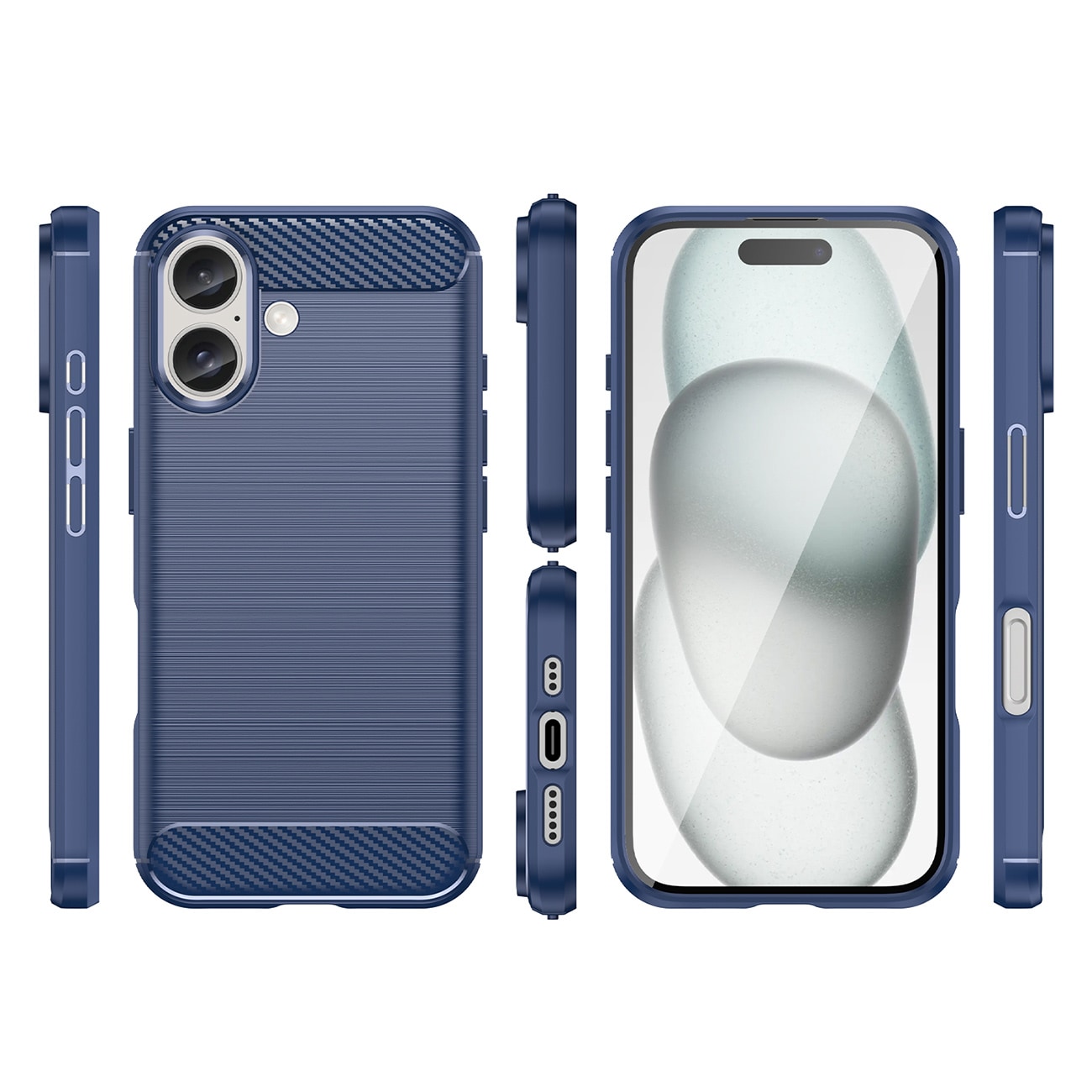 Karbonveske for iPhone 16 Plus - Blå