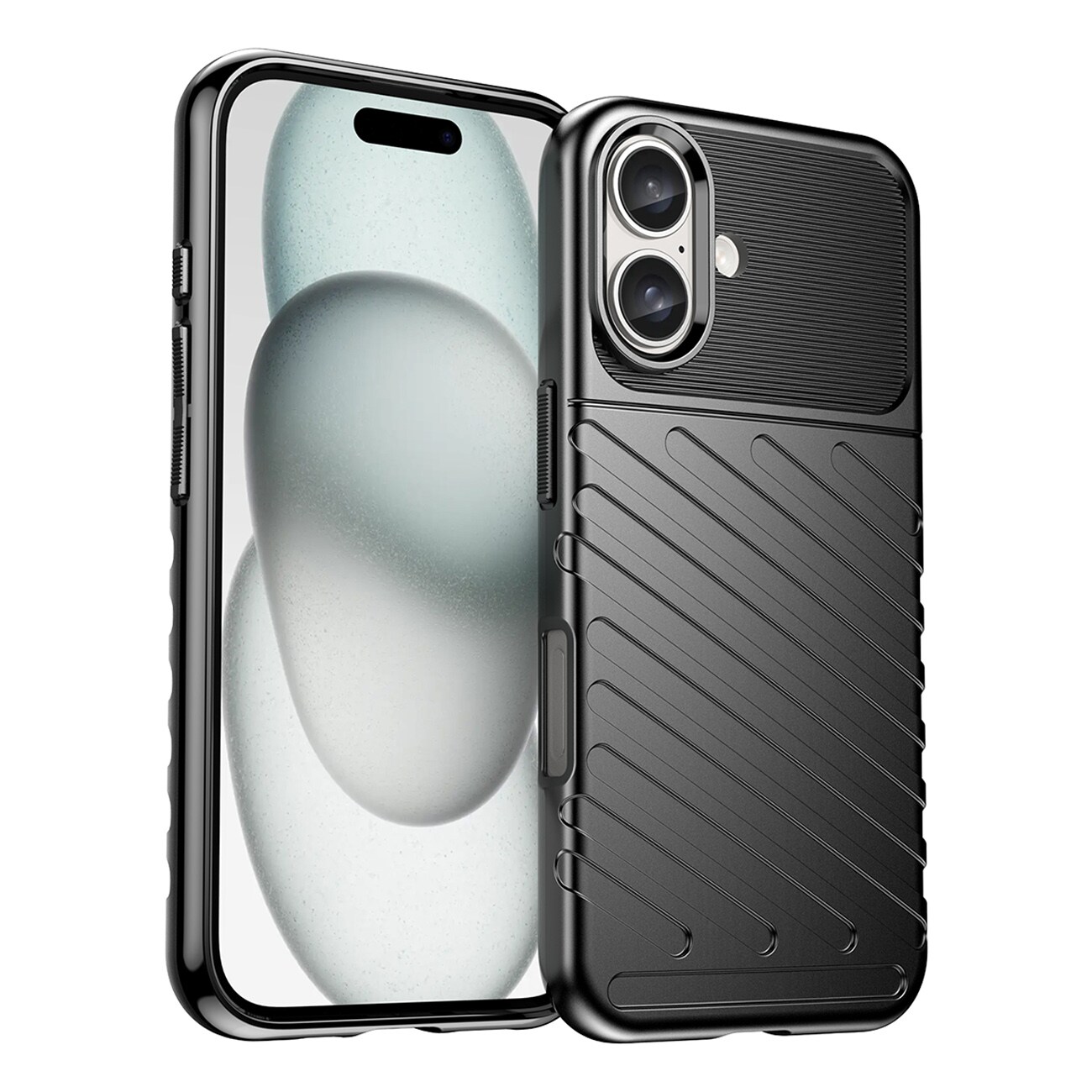 Thunder Case for iPhone 16 Plus silikonveske - svart