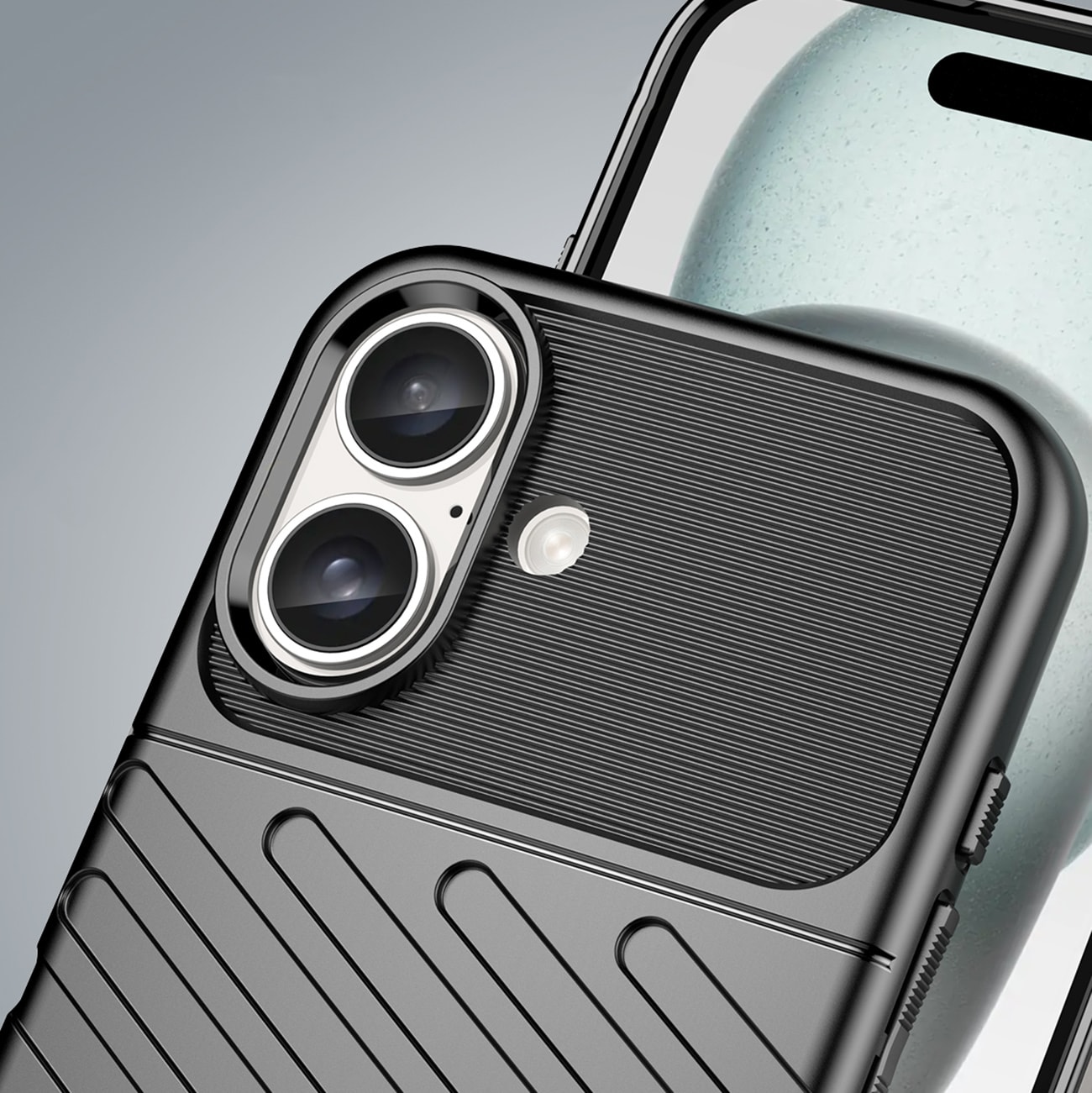 Thunder Case for iPhone 16 Plus silikonveske - svart