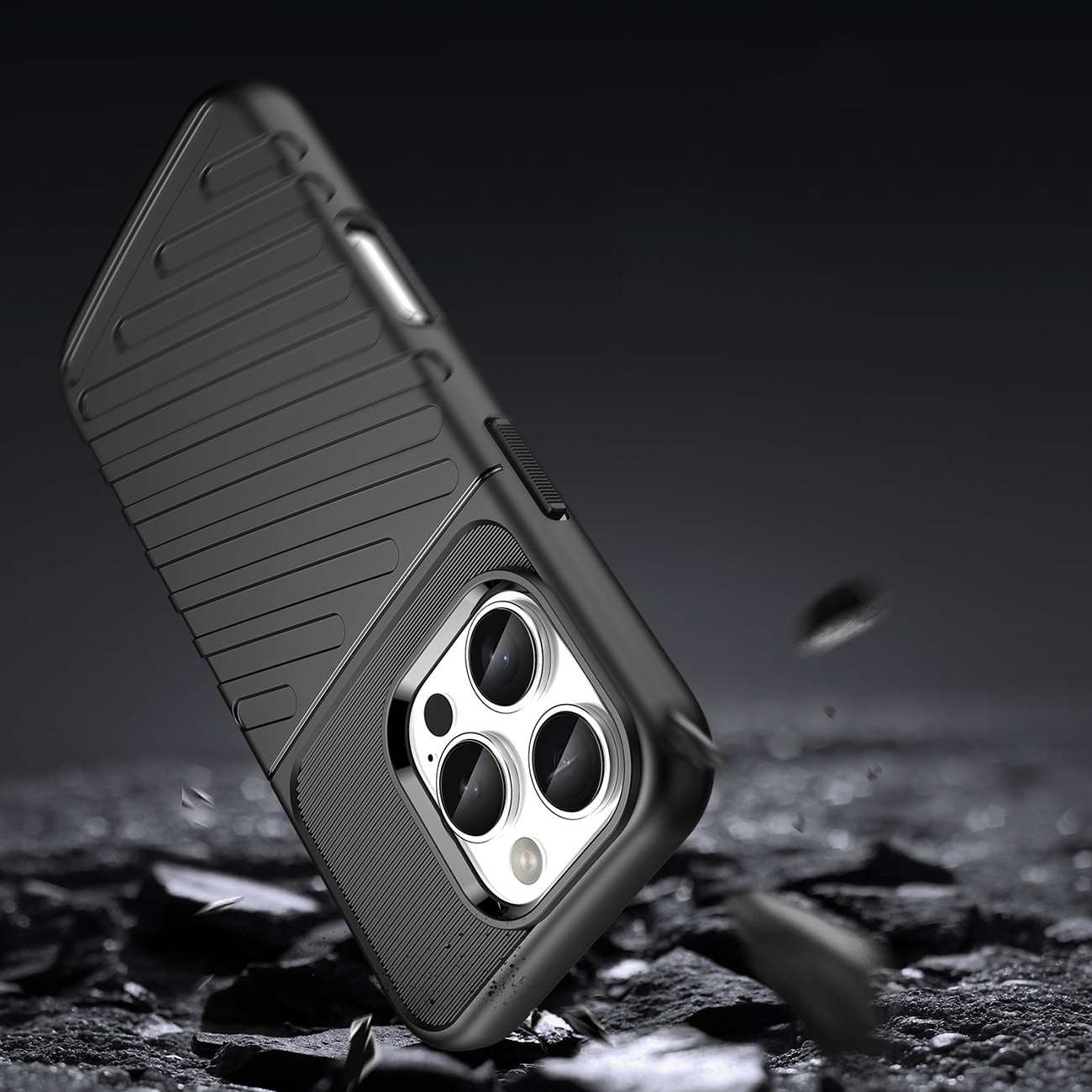 Thunder Case for iPhone 16 Pro silikonetui - svart
