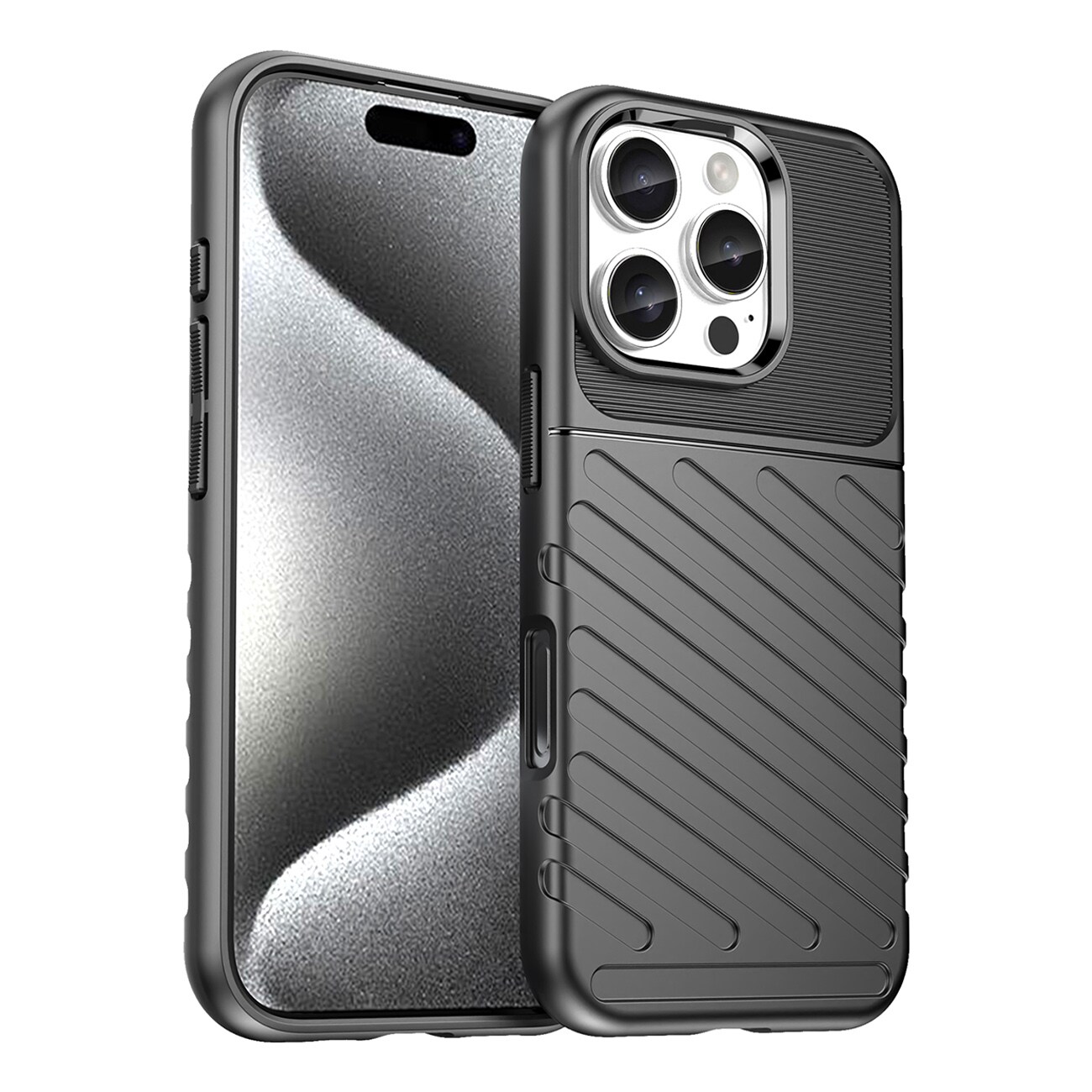 Thunder Case for iPhone 16 Pro Max silikonetui - svart