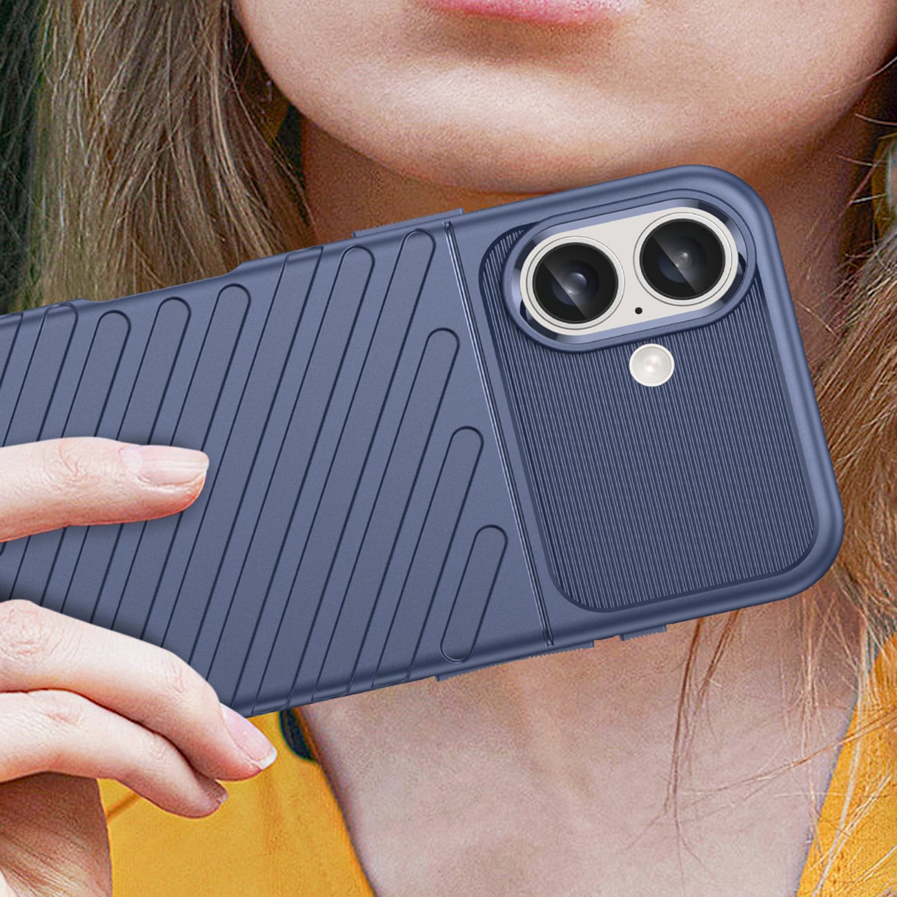 Thunder Case for iPhone 16 Plus silikonveske - blå