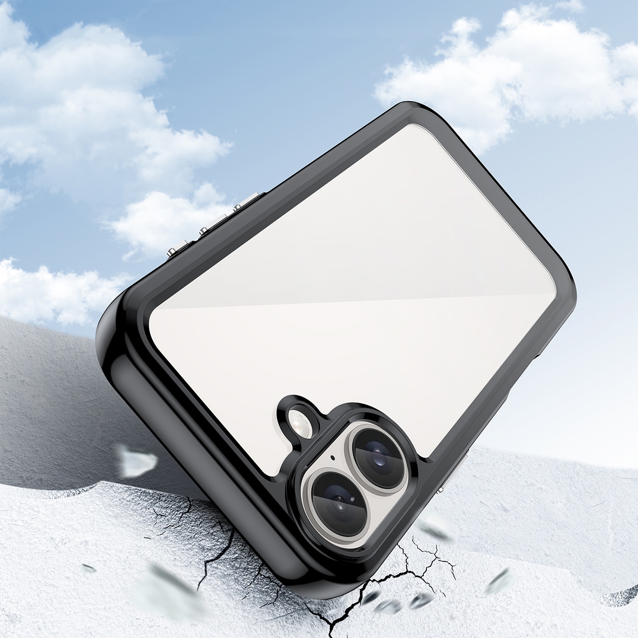 Outer Space-etui med gelramme for iPhone 16 - svart