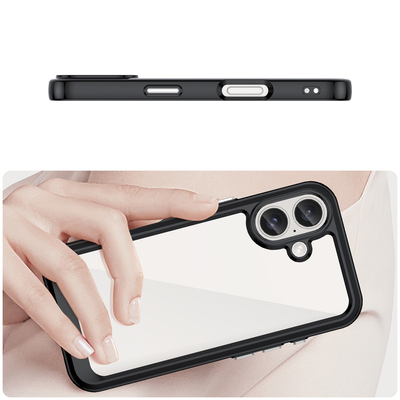 Outer Space-etui med gelramme for iPhone 16 - svart