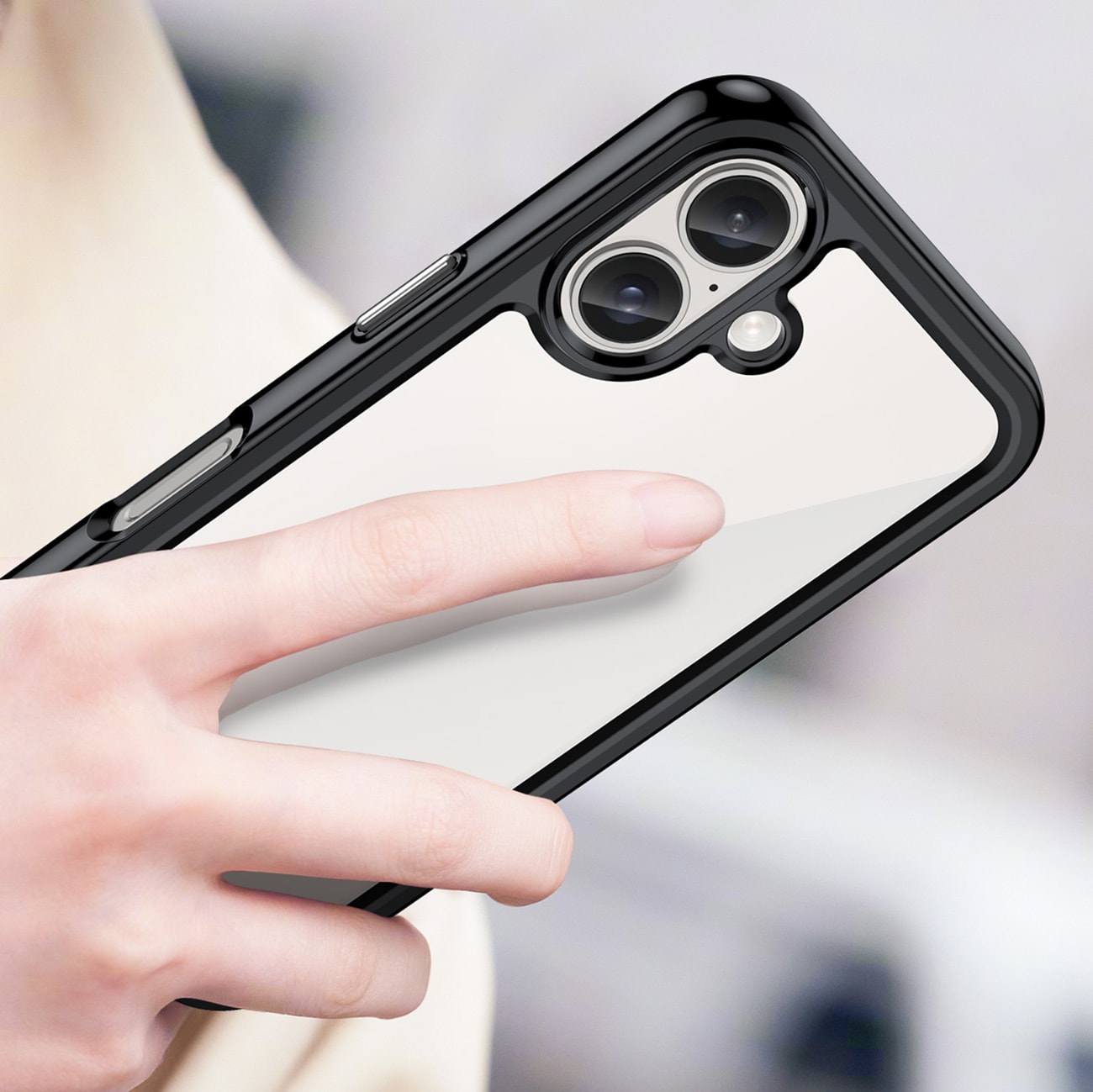 Outer Space-etui med gelramme for iPhone 16 - svart