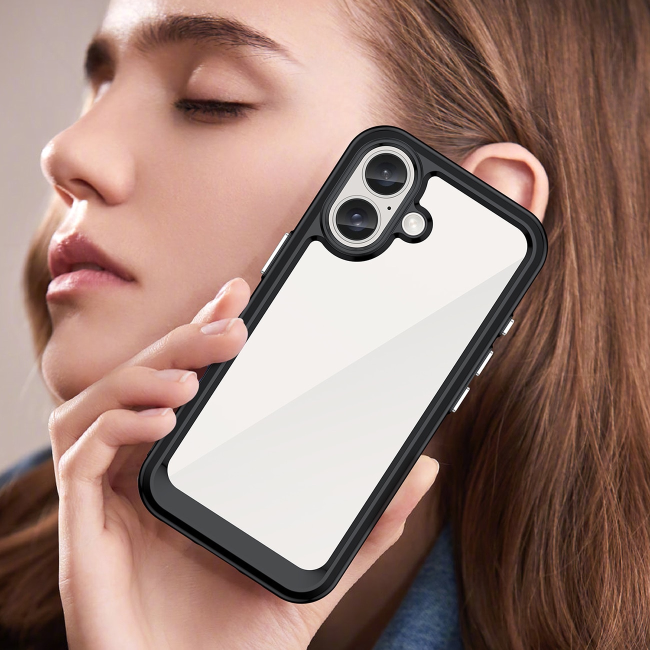 Outer Space-etui med gelramme for iPhone 16 - svart