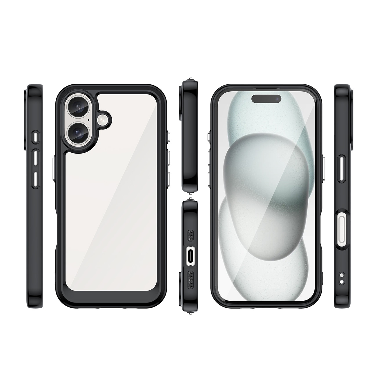 Outer Space-etui med gelramme for iPhone 16 Plus - Svart