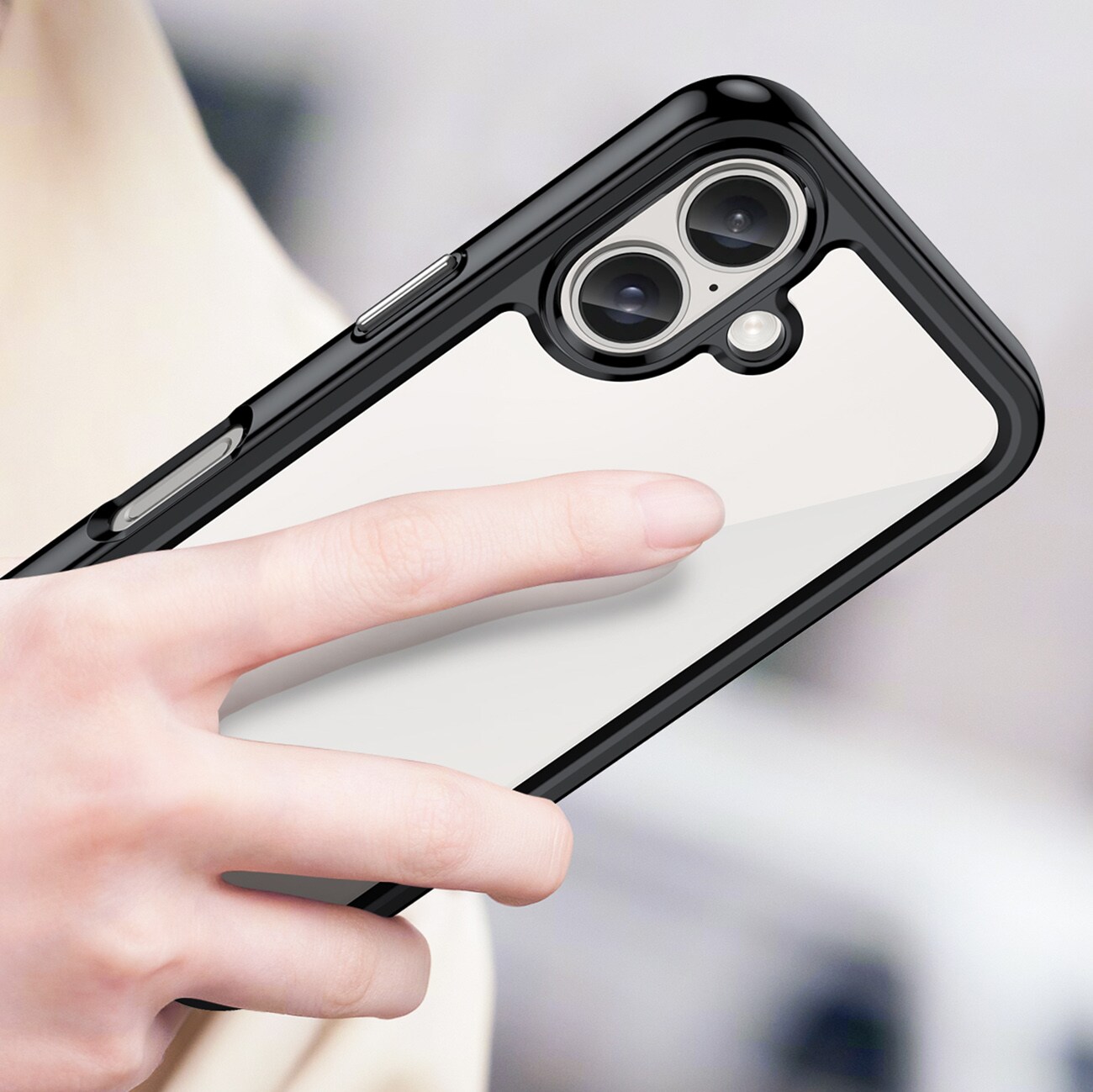 Outer Space-etui med gelramme for iPhone 16 Plus - Svart