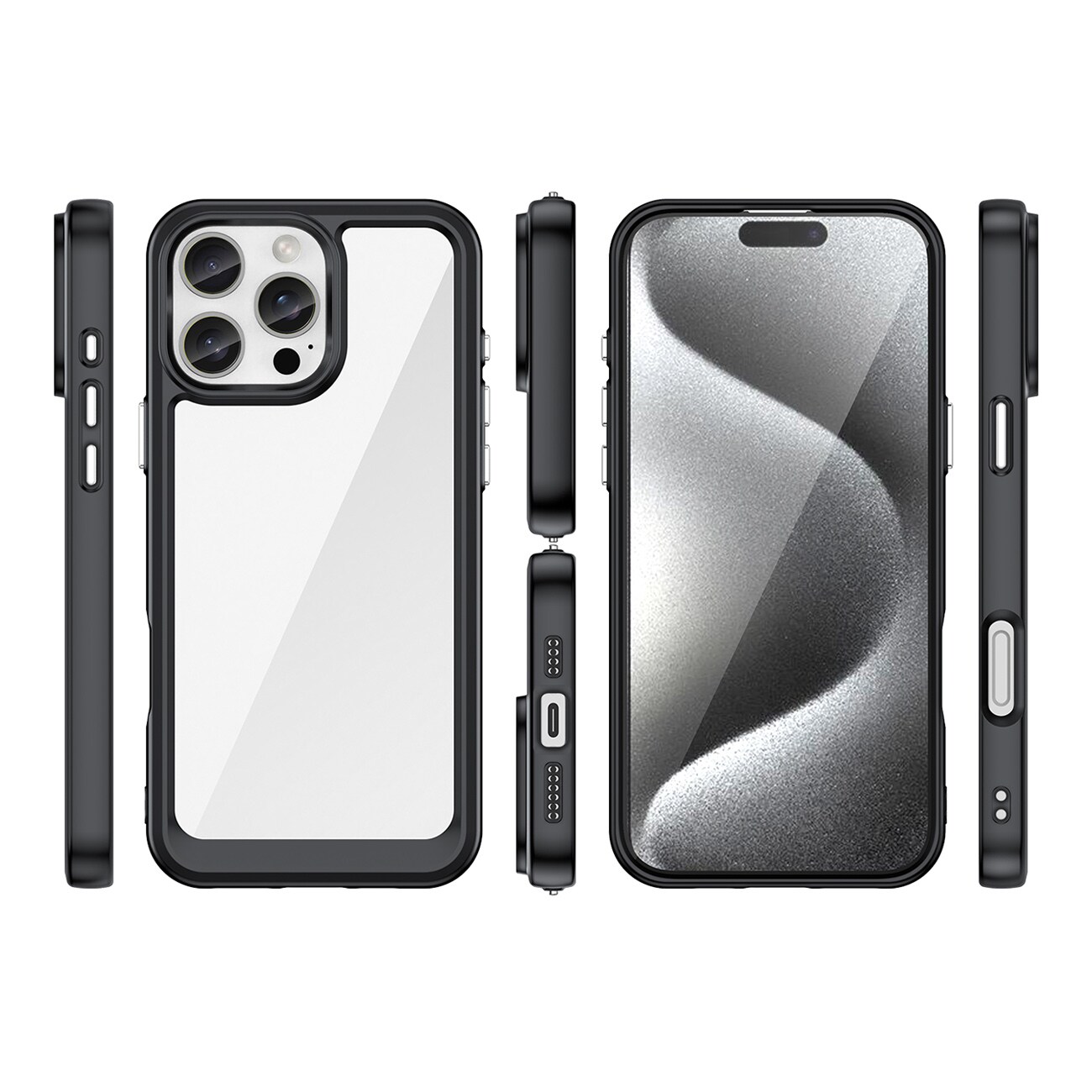 Outer Space-etui med gelramme for iPhone 16 Pro - svart