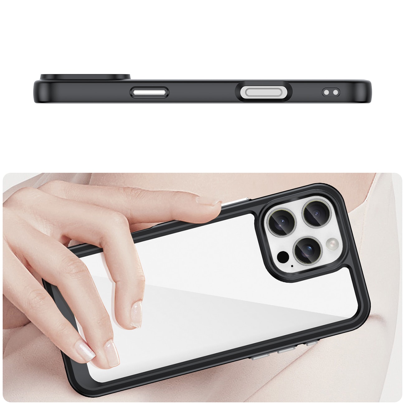 Outer Space-etui med gelramme for iPhone 16 Pro - svart