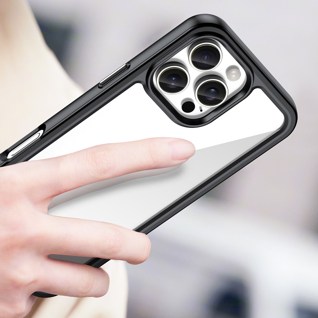 Outer Space-etui med gelramme for iPhone 16 Pro Max - svart