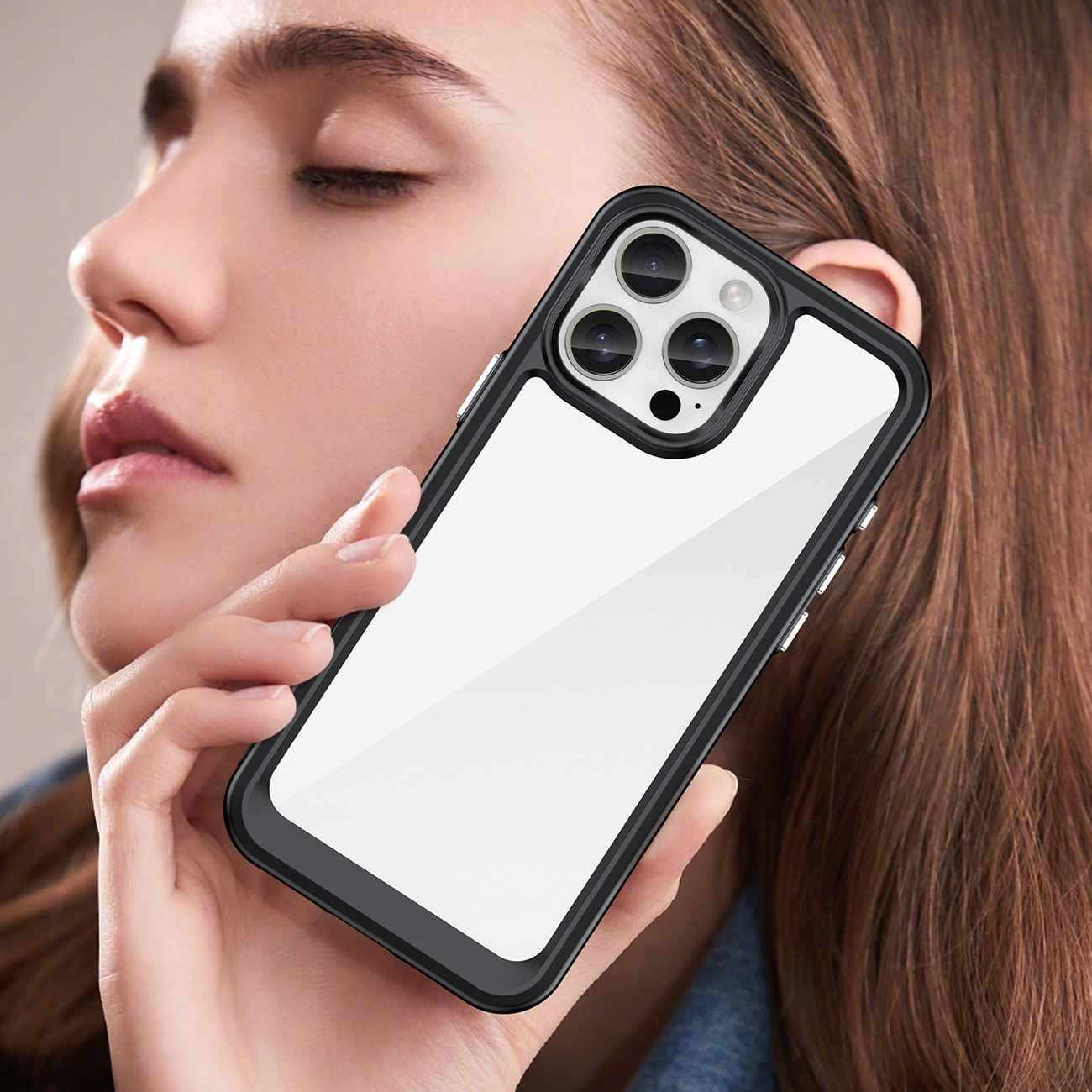 Outer Space-etui med gelramme for iPhone 16 Pro Max - svart