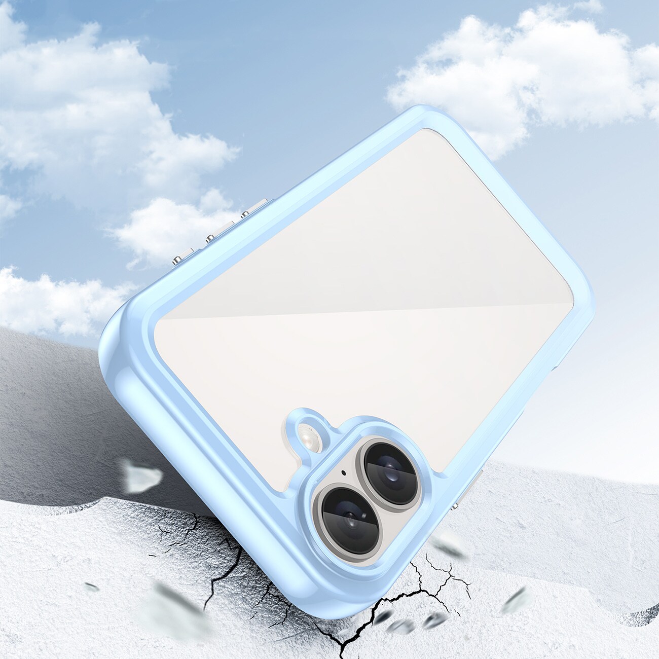 Outer Space-etui med gelramme for iPhone 16 - Blå