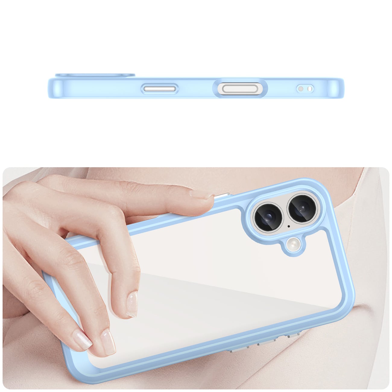 Outer Space-etui med gelramme for iPhone 16 - Blå